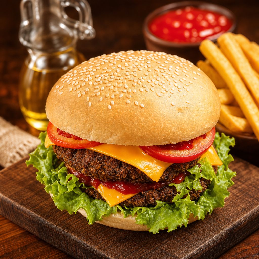 Cheese Burger with Fries.